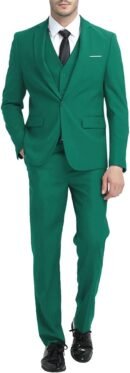 Men 3-Piece Suit Notched Lapel One Button Slim Fit Formal Jacket Vest Pants Set