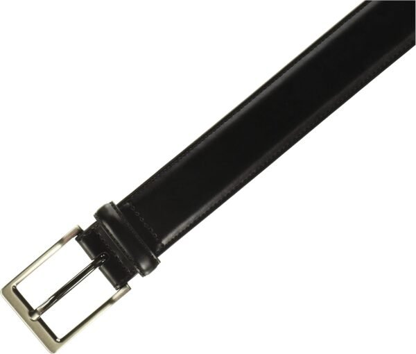 Men  Dress Belt, Leather, Stitched Edges, Metallic Buckle, 1.5" Width (Available in Big & Tall)