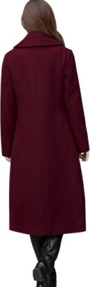 women Big Notch Lapel Single Breas Mid-Long Wool Blend Coat