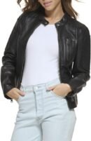 Women Faux Leather Motocross Racer Jacket (Standard and Plus)