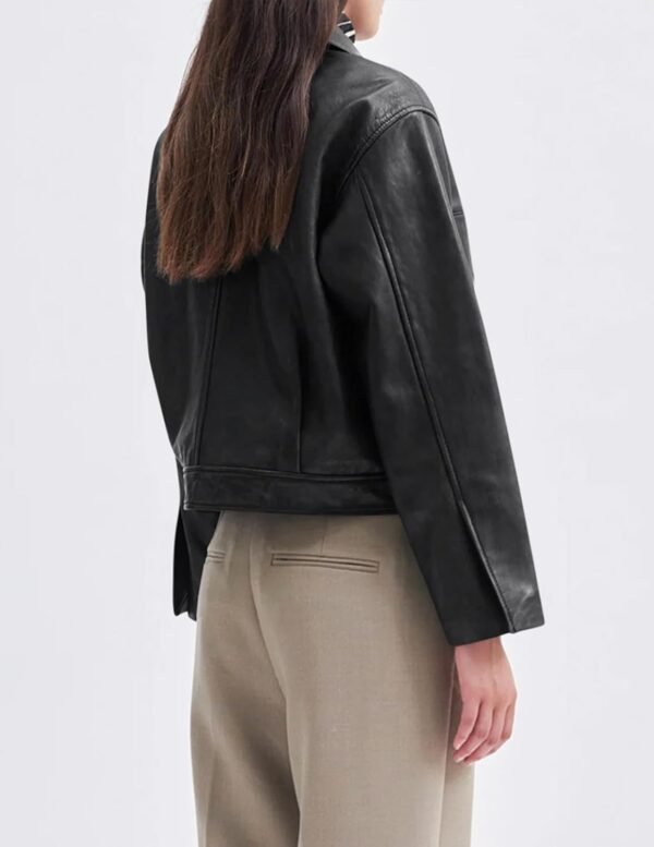 Women Faux Leather Motorcycle Jacket 2025 Trendy Pockets Bomber Zip Up Cropped Jackets Coat Outerwear - Image 2