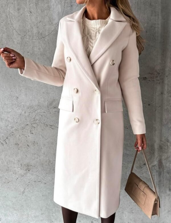 Women Long Wool Coat Double Breas Trench Coat Fall Winter Clothes