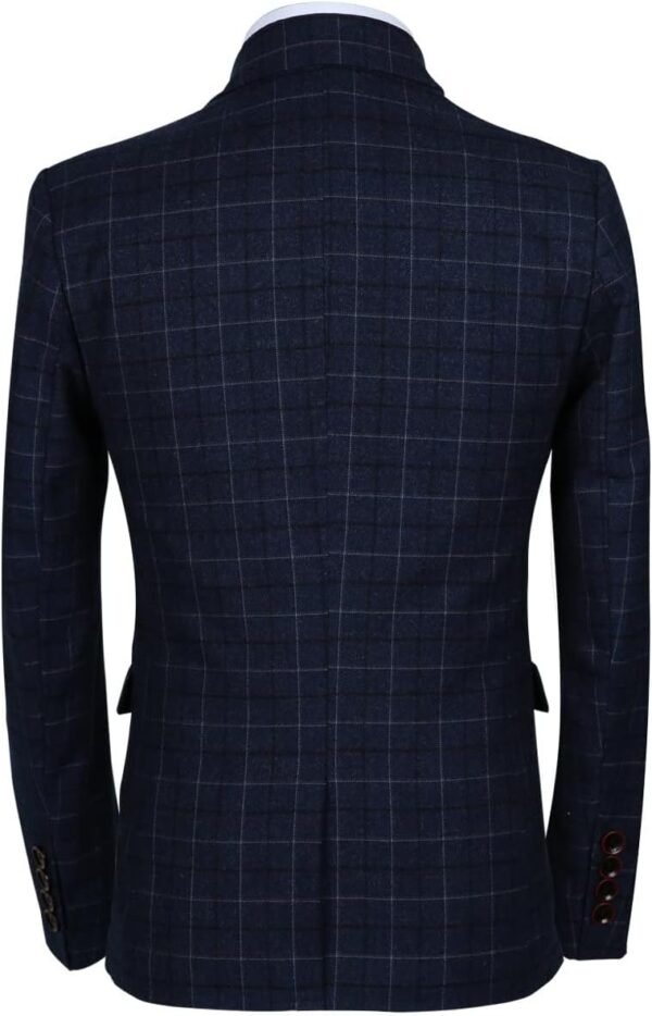 Men 3-Piece Slim Fit Plaid Suit - Blazer, Vest, and Pants Set for Wedding, Prom, and Business - Image 2