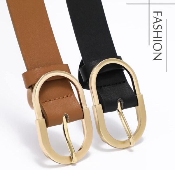 3 Pack Women Belts for Jeans Pants Fashion Gold Buckle Ladies Dress Belt