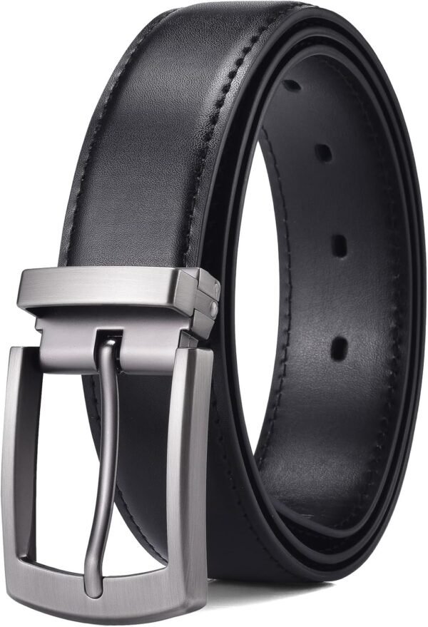 Men Dress Belt Black Leather Belts for Jeans