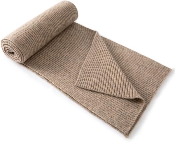 Cashmere Wool Scarf, Ultra Soft Classic Ribbed Solid Color Winter Scarf for Men and Women with Gift Box
