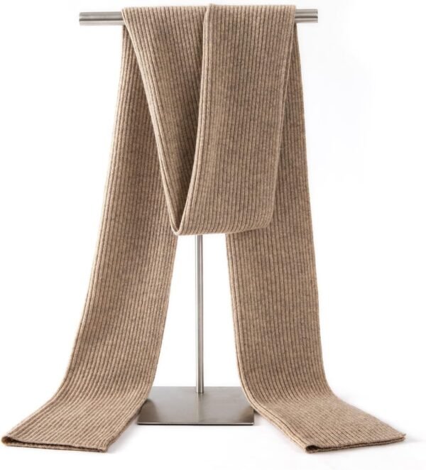 Cashmere Wool Scarf, Ultra Soft Classic Ribbed Solid Color Winter Scarf for Men and Women with Gift Box - Image 2