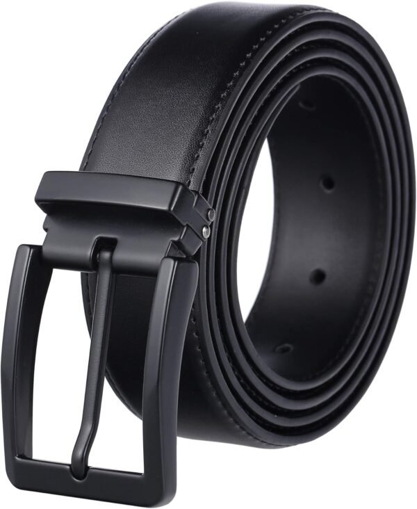 Men Dress Belt Black Leather Belts for Jeans