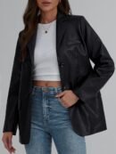Trendy Queen Leather Jacket for Women Oversized Blazer Faux Suede Button Up Winter Coats Fashion Fall Outfits  2025