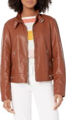 Women Faux Leather Motocross Racer Jacket (Standard and Plus)