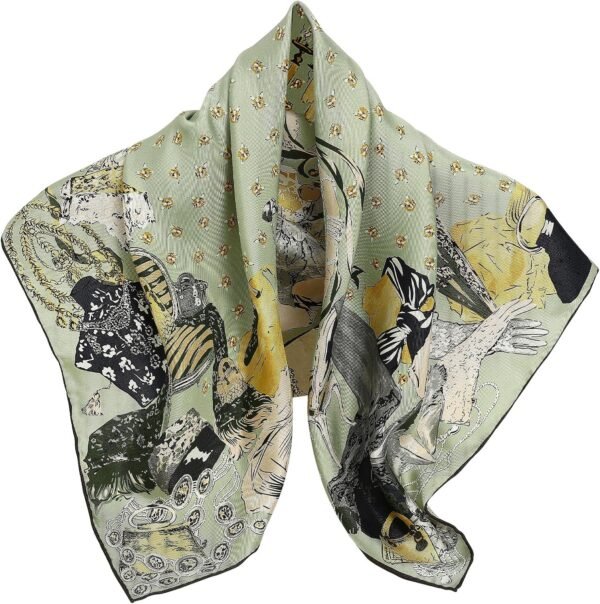 100% Pure Mulberry Silk Scarf-27''x27'' 14MM Double-Sided Printed Pure Silk Twill Scarf for Women Square Scarf